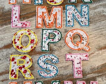 Floral Iron On LETTER Patches