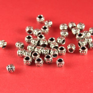 0/5 MADE  in EUROPE 8 silver beads, silver 6mm beads, silver spacer beads, zamak tube beads (ablz159s) Qty8