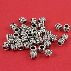 0/3 MADE  in EUROPE 10 silver beads, silver tube beads, silver spacer beads, zamak tube beads (X1470AS) Qty10