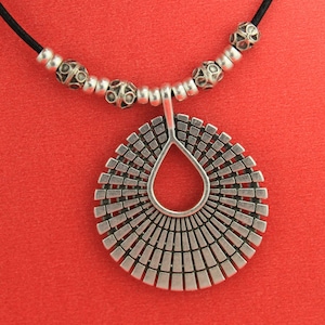 0291&gt;&gt; MADE IN EUROPE large silver pendant, ethnic pendant, tribal pendant, Qty1