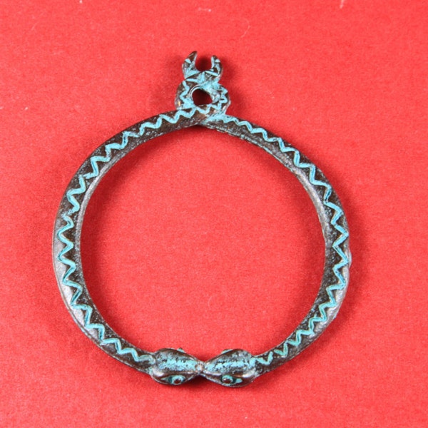 1/9 MADE in EUROPE mykonos green patina snakes ring, two snakes ring,green patina snakes pendant (X2459ACG) qty1