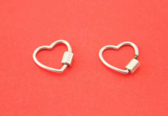 Rc0184>>heart Shaped Screw Clasp, Brass Carabiner Clasp, Micro
