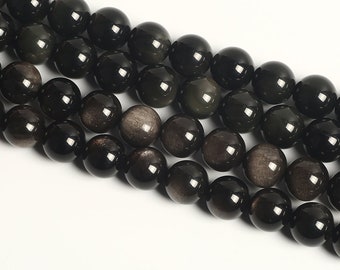 R0033>>Full strand of black obsidian round beads 4mm, 6mm, 8mm, 10mm, 12mm