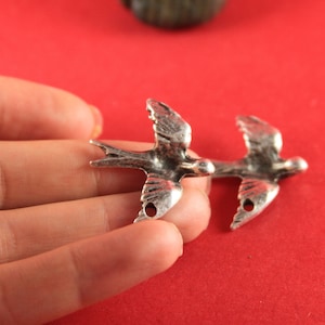 0050>> MADE in GREECE 2 Mykonos silver swallow pendants, mykonos bird pendant, silver dove pendant (X745AS) Qty2
