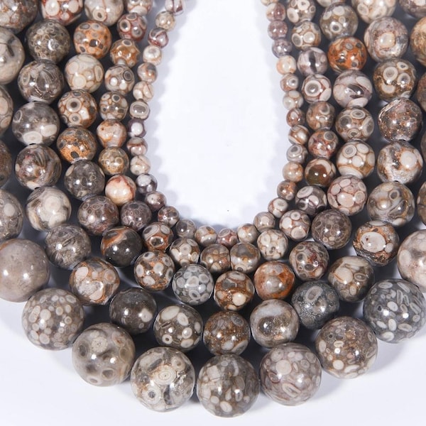 Full 15.5" strand fossilized maifanite round beads, natural fossil stone beads 4mm, 6mm, 8mm, 10mm (J22)