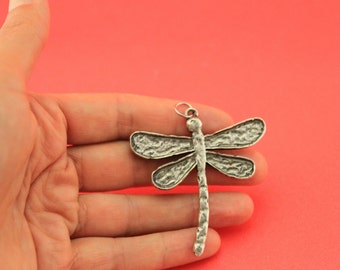 0105>> MADE in EUROPE zamak dragonfly pendant, large dragonfly pendant , silver dragonfly pendant (ablz254) Qty1