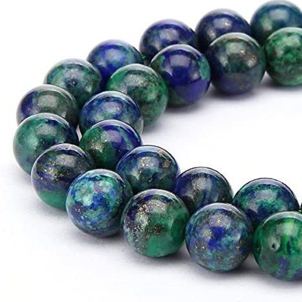 Full strand of Chrysocolla lapis lazuli round beads 4mm, 6mm, 8mm, 10mm (J36)