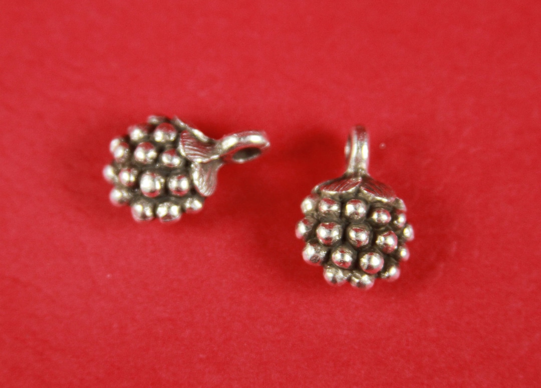 Silver Raspberry 8/3 MADE IN GREECE 2 Mykonos Silver Berry, Bali Style Berry Charm ...