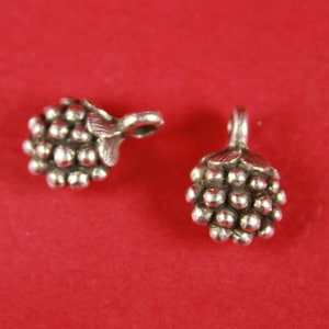 8/3 MADE IN GREECE 2 Mykonos silver berry, bali style berry charm, Mykonos silver raspberry,  blackberry charmQty2
