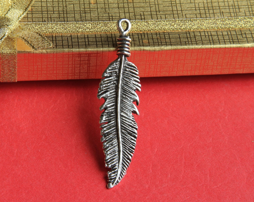 0083 MADE in GREECE Mykonos Silver Feather Pendant - Etsy