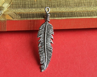 0083>> MADE in GREECE Mykonos silver feather pendant,  silver feather charm (X4293AS) Qty1