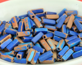 RS0019>>MADE in EUROPE 6 distressed ceramic beads, rectangular 16x6mm tubes (T16) Qty6