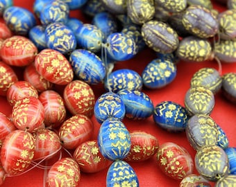 CZ0001>> 2 Czech glass egg beads, easter egg czech glass beads, 20mm egg beads
