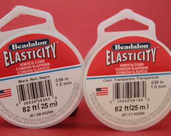 Beadalon 25m Elastic Cord, 82ft Stretch Cord for bracelet, Elastic Stretchy String 0.8mm or 1mm by choice