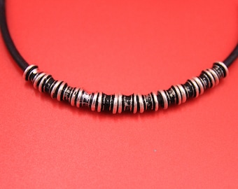 0/3 MADE  in EUROPE 10 silver beads with black patina, silver tube beads, silver spacer beads, zamak tube beads (X3185AS) Qty10