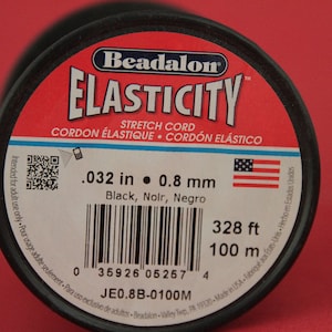 Elasticity, 0.8 mm (.032 in), Black, 100 m (328 ft)