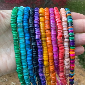X0059&gt;&gt;Colored Freshwater Shell Beads, shell Heishi beads full 15.5&quot; strand