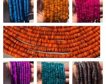 X0060>>Colored 6mm Freshwater Shell Beads, shell Heishi beads full 15.5" strand