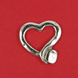 0090&gt;&gt;MADE in EUROPE zamak heart pendant, shiny heart pendant, large heart charm, silver zamak heart pendant (7220S) Qty1