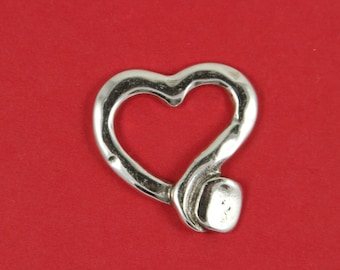 0090>>MADE in EUROPE zamak heart pendant, shiny heart pendant, large heart charm, silver zamak heart pendant (7220S) Qty1