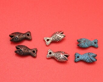 6/5 MADE IN GREECE mykonos fish cord ends, fish pendants, fish clasp, copper fish clasp, mykonos fish clasp, Qty2