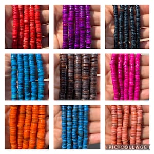 X0061&gt;&gt;6mm Colored Freshwater Shell Beads, shell Heishi beads full 15.5&quot; strand