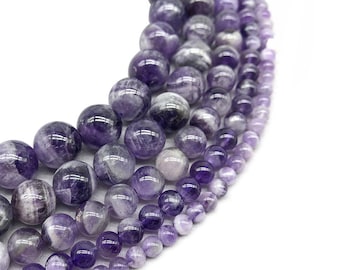 Full strand of dream flower amethyst round beads 4mm, 6mm, 8mm, 10mm, 12mm (J44)