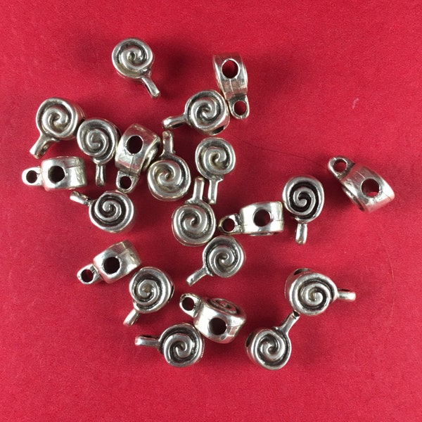0/3 MADE in GREECE 5Mykonos silver spiral bail beads, bail spacers (X2788AS-B2730AS) Qty5