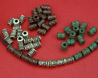 1A/2 MADE in EUROPE 10 tiny tube spacers, mykonos tiny spacers, Mykonos tube beads, 2.5mm hole beads, zamak metal tubes (X1260)  Qty10