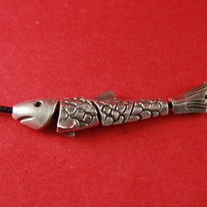 0200&gt;&gt;MADE in EUROPE 1 set of Mykonos casting  fish slider-pendant, fish pieces pendant, silver fish beads, Qty1