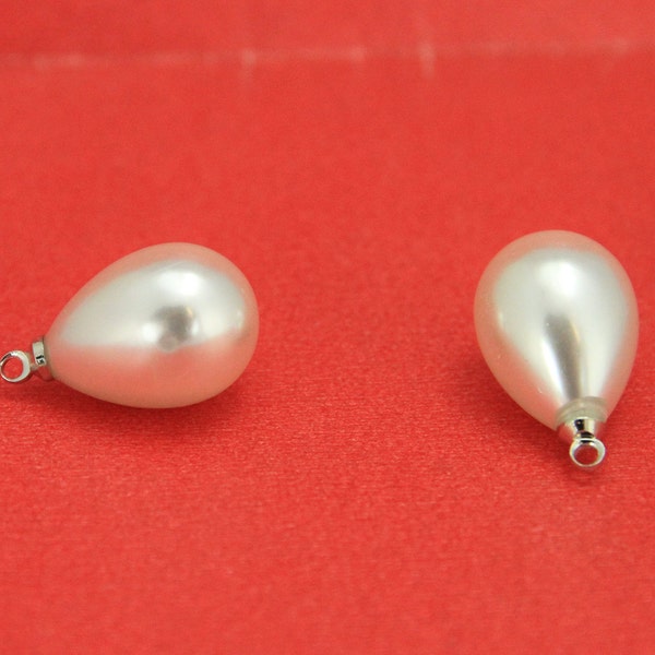 CZP0052>> 6 faux pearl tear drop pendants