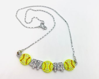 Softball Mom Necklace Softball Necklace Softball Gifts Softball Accessories Personalized  Necklace Gift For Softball Mom Softball Team Gift