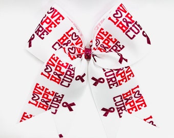 Breast Cancer Awareness Bows Cheer Hair Bows Hope Bow Big Bow Cheer Bows 7" Girls Hair Ribbon Softball Bows Awareness Cheer Bow Team Bows