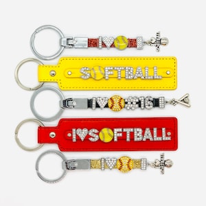 Softball Keychain Softball Gifts Softball Lanyard Softball Key Fob Softball Mom Softball Accessories Gifts for Players Softball Team Gifts