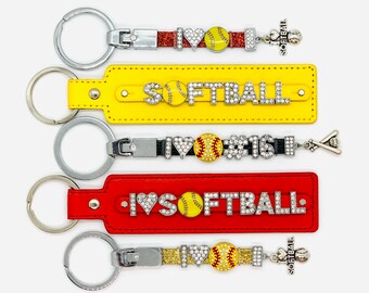 Softball Keychain Softball Gifts Softball Lanyard Softball Key Fob Softball Mom Softball Accessories Gifts for Players Softball Team Gifts