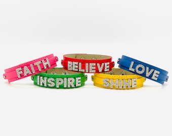 Bracelet de motivation Sourire Sourire Rêve Sans Peur Force Ami Focus Croire Amour Foi Inspirer Amour Bracelets Personnalisés Mot Bracelet Inspire