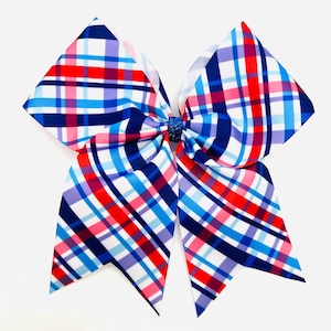 Red, White, & Blue Hair Bow Patriotic Bow USA 4th of July Hair Bows American Flag Fourth of July Bow America Accessories Flag Bow Team Bows