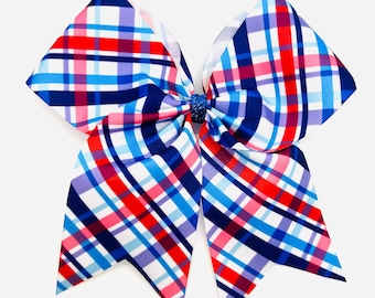 Red, White, & Blue Hair Bow Patriotic Bow USA 4th of July Hair Bows American Flag Fourth of July Bow America Accessories Flag Bow Team Bows