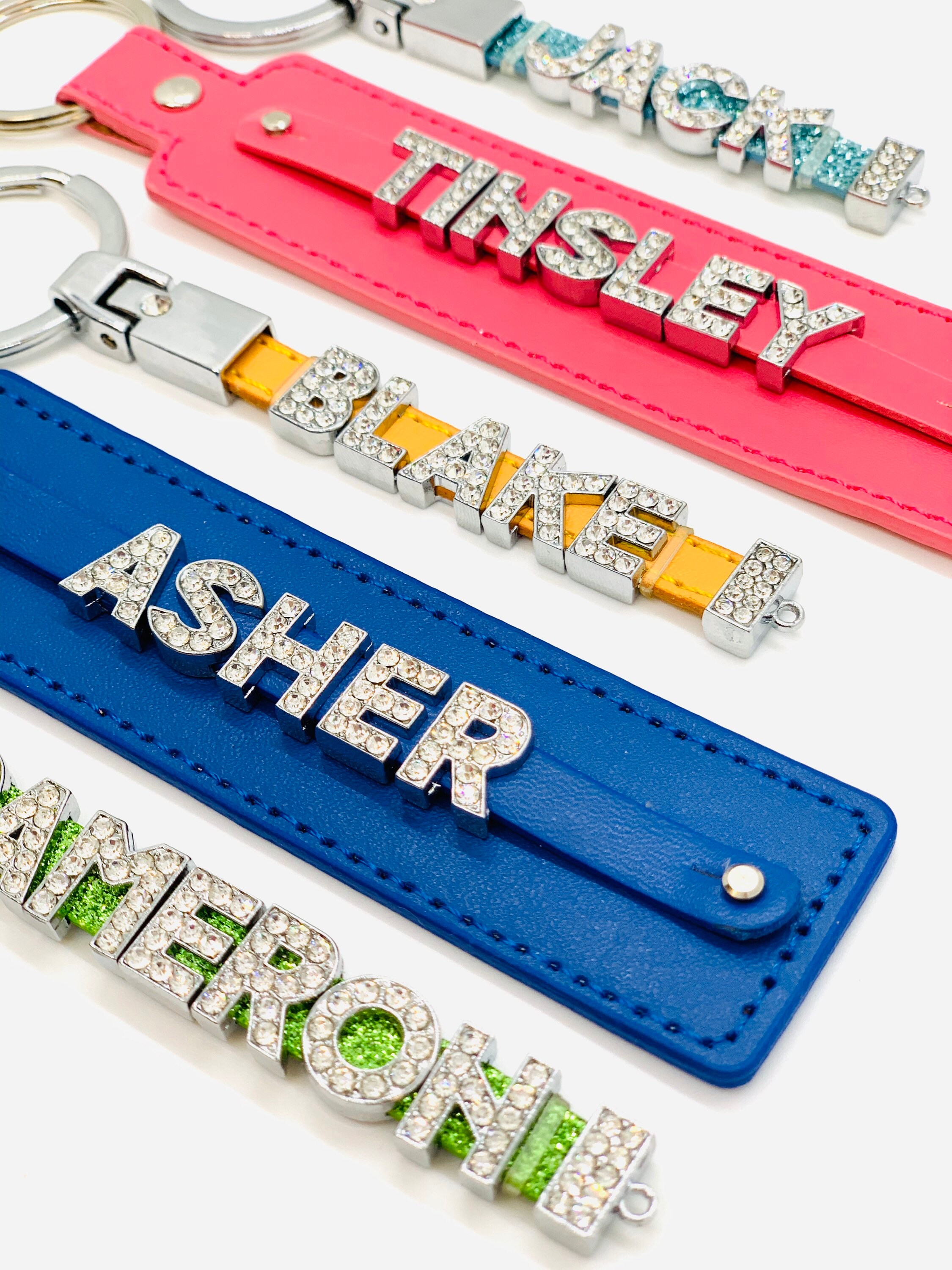 Personalized Name Keychain Leather Custom Name Keychain Etsy