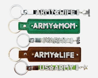 Army Keychain US Army Army Mom Army Wife Army Gift Deployment Gift Military Mom Gift for Army Army Bag Tag Military Accessories I love Army