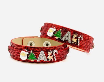 Christmas Bracelet Christmas Jewelry Christmas Charm Bracelet Christmas Accessories Santa Bracelet Charm Bracelet  Holiday Jewelry Red