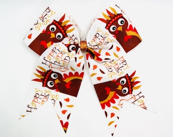 Thanksgiving Hair Bow Turkey Hair Bow Fall Hair Accessories Girls Autumn Hair Bows Holiday Bows Team Gifts Hair Clip 3” Bow Thanksgiving bow