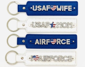 Air Force Keychain Air Force Keyring Air Force Wife Air Force Mom United States Air Force Gifts Air Force Academy Military Gifts USAF Gifts
