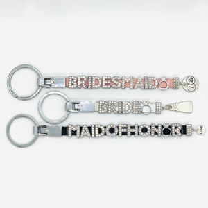 Custom Bridesmaids gift,clear name keychain, keychain with glitter, cu –  jillmakes