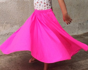 pink long skirt