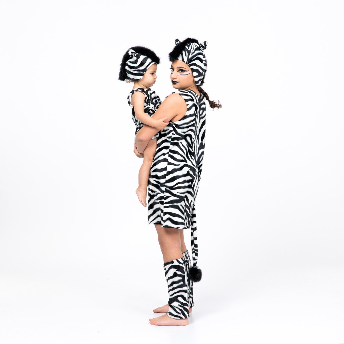 Zebra Kostüm Für Kinder – Komplettset Mit Stirnband, Handschuhen, Schwanz & Tutu – Für Tierpartys, Halloween & Cosplay – Gr. 4–10 Jahre