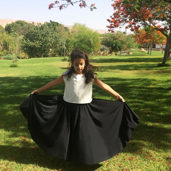 girls black maxi skirt