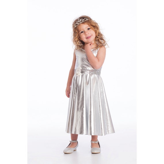 girls silver party dress