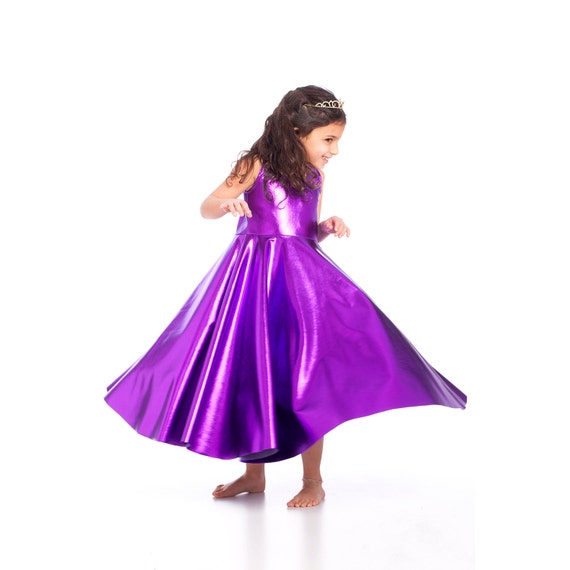 purple shiny dress