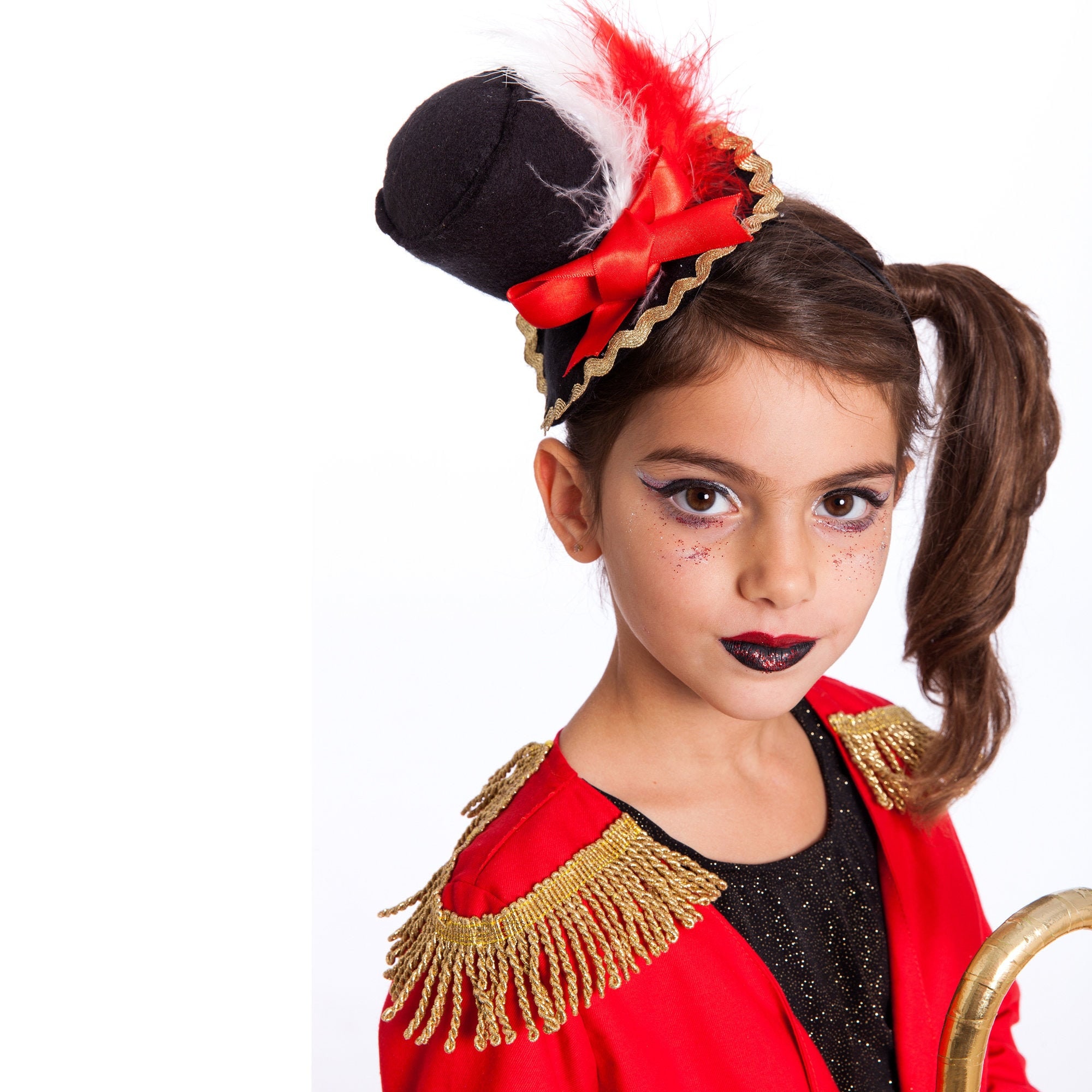 US Circus Ringmaster Costume Kids Girls Halloween Showman Outfit Mesh Tutu Dress 